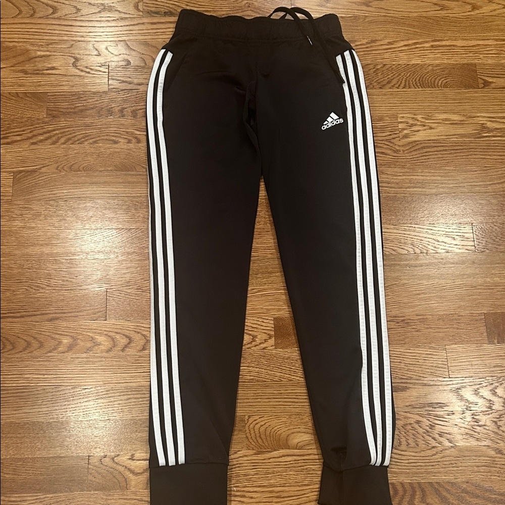 Adidas Black jogger pants with White Stripes